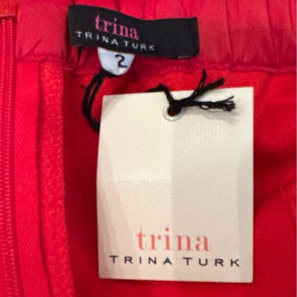 Trina by Trina Turk Off The Shoulder Red Dress with Flounce Sleeves Size 2 NWT - Picture 7 of 8